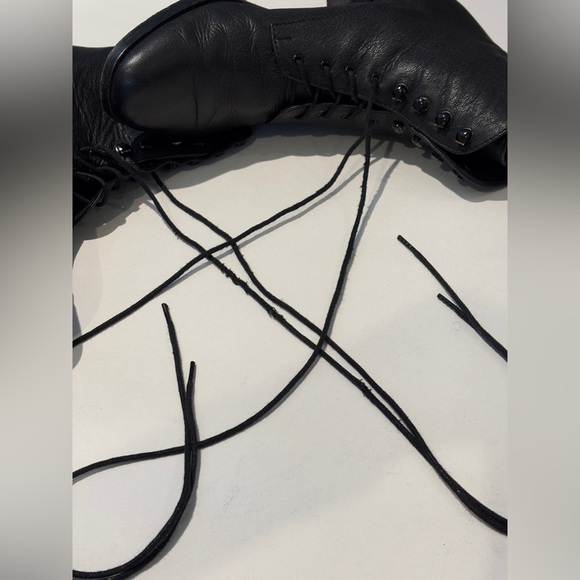 Christy Dawn Black Leather Lace-up Boots Deadstock Leather 9 - Picture 13 of 14